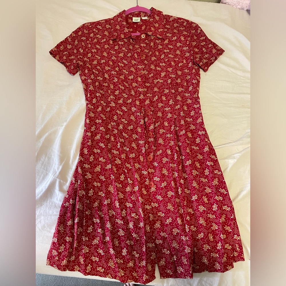GAP Button down red dress